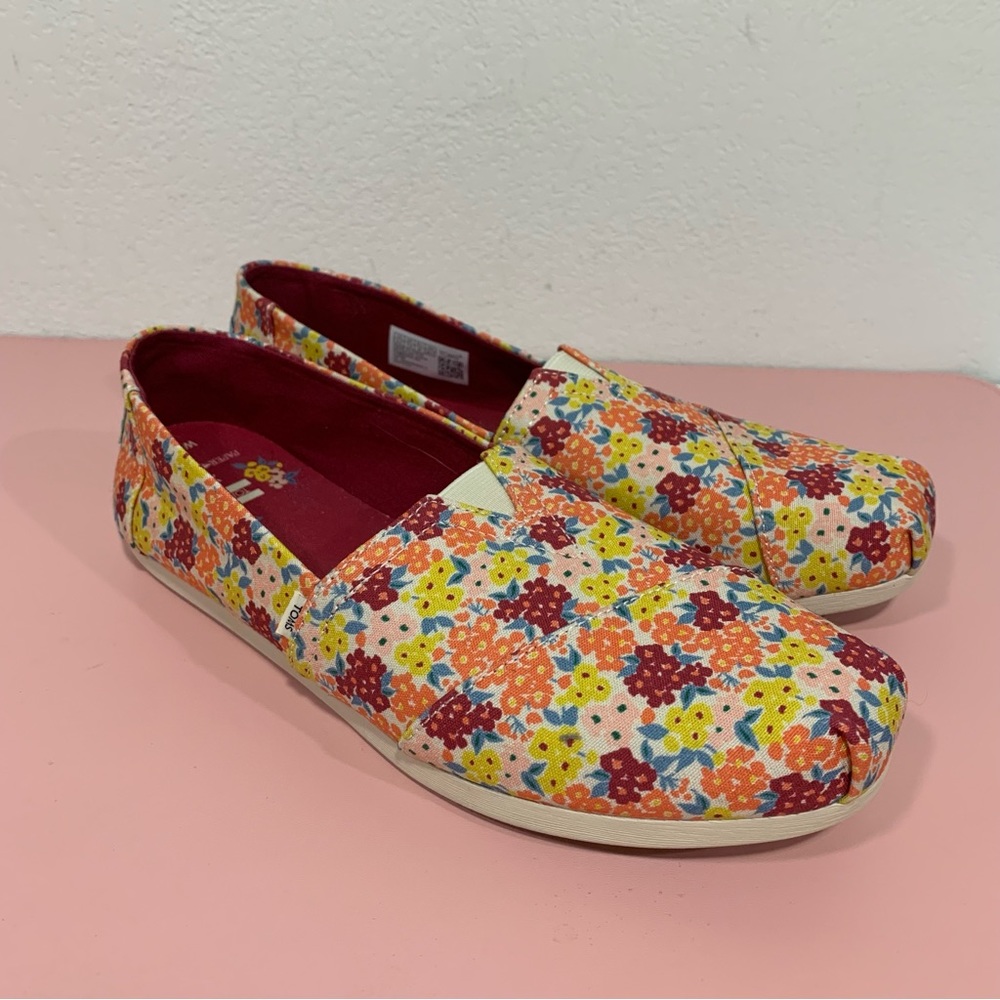 Toms Women’s Alpargata Natural Paper Source Ditzy Floral Print Shoes 9.5